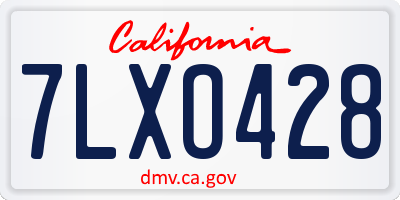 CA license plate 7LXO428