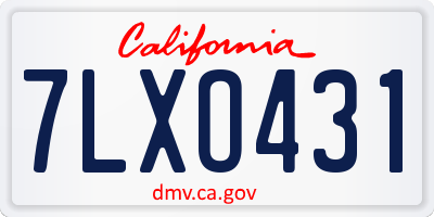 CA license plate 7LXO431