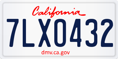 CA license plate 7LXO432