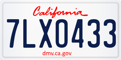 CA license plate 7LXO433