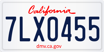 CA license plate 7LXO455