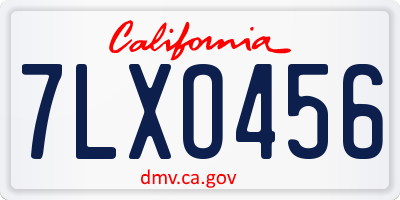 CA license plate 7LXO456