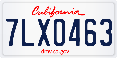 CA license plate 7LXO463