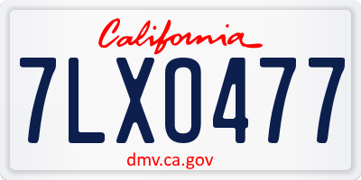 CA license plate 7LXO477