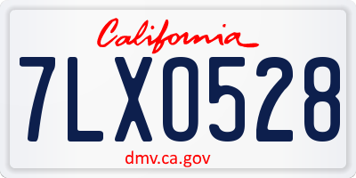 CA license plate 7LXO528