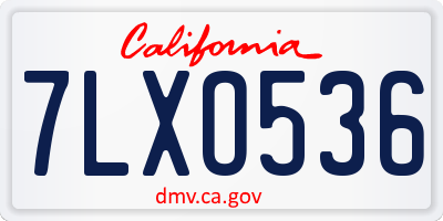CA license plate 7LXO536