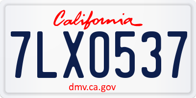 CA license plate 7LXO537