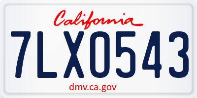 CA license plate 7LXO543