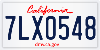 CA license plate 7LXO548