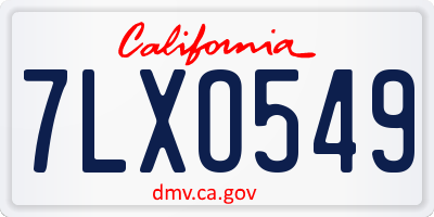 CA license plate 7LXO549