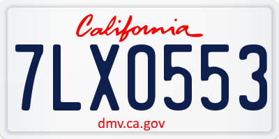 CA license plate 7LXO553