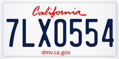 CA license plate 7LXO554