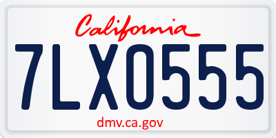 CA license plate 7LXO555