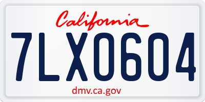 CA license plate 7LXO604