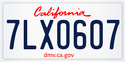 CA license plate 7LXO607