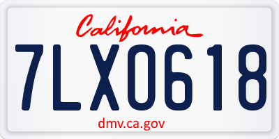 CA license plate 7LXO618