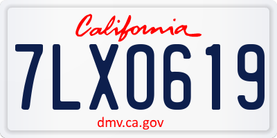 CA license plate 7LXO619