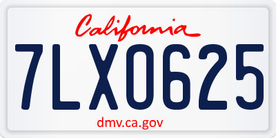 CA license plate 7LXO625