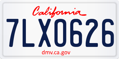 CA license plate 7LXO626