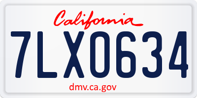 CA license plate 7LXO634
