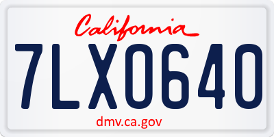 CA license plate 7LXO640