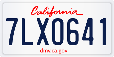 CA license plate 7LXO641