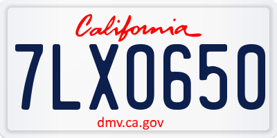CA license plate 7LXO650