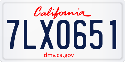CA license plate 7LXO651