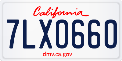 CA license plate 7LXO660