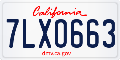 CA license plate 7LXO663