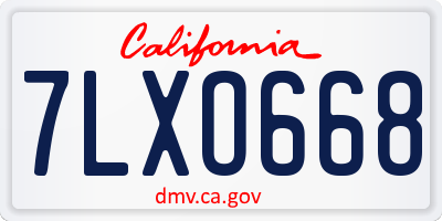 CA license plate 7LXO668