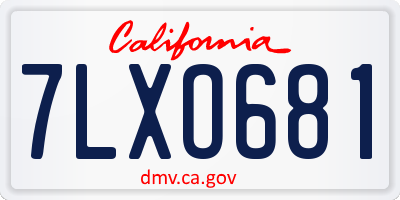 CA license plate 7LXO681