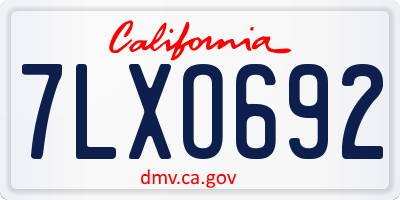 CA license plate 7LXO692