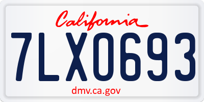 CA license plate 7LXO693