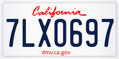 CA license plate 7LXO697