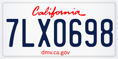 CA license plate 7LXO698