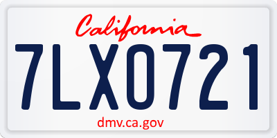 CA license plate 7LXO721