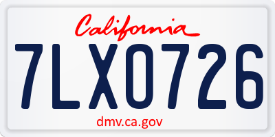 CA license plate 7LXO726