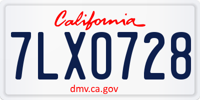 CA license plate 7LXO728