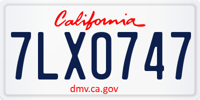 CA license plate 7LXO747