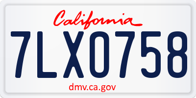 CA license plate 7LXO758