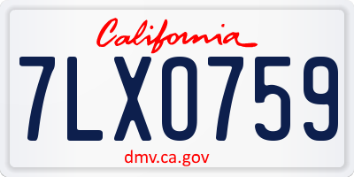 CA license plate 7LXO759