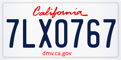 CA license plate 7LXO767