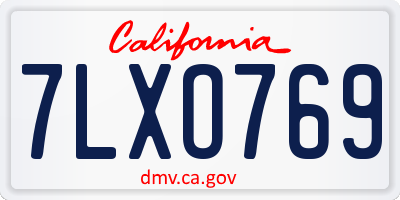 CA license plate 7LXO769