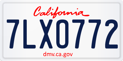 CA license plate 7LXO772