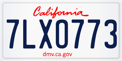 CA license plate 7LXO773
