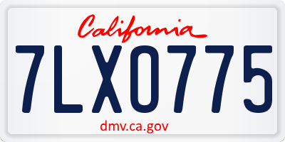 CA license plate 7LXO775