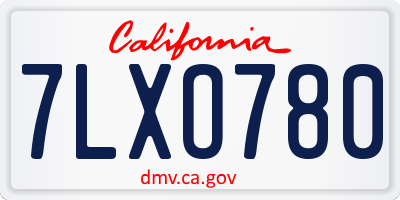 CA license plate 7LXO780