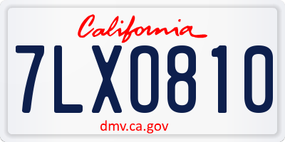 CA license plate 7LXO810
