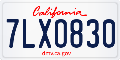 CA license plate 7LXO830